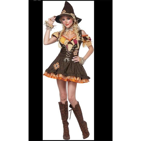 California Costumes Adult Scare Crow Dress and Hat Sz M - Picture 1 of 8
